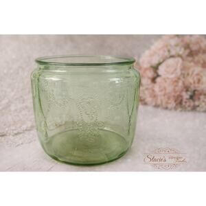 Green Uranium Glass Jar Early–mid 20th century (c. 1920s–1940s)